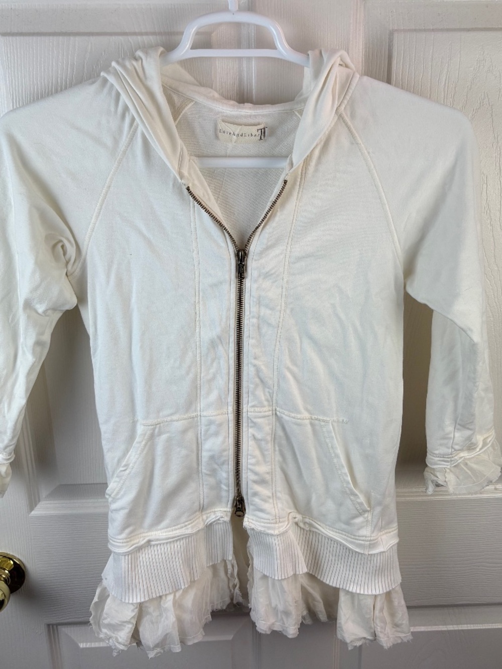 4 Love and Liberty Peplum Ruffle Full Zip Hoodie